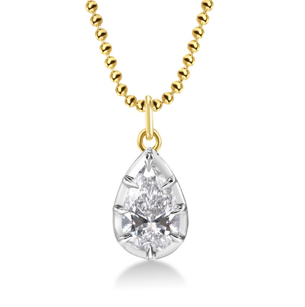 Georgian Set 3 Carat Pear Cut Diamond On Ball Chain Necklace