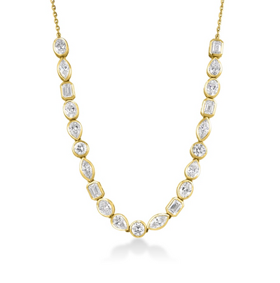 Mixed Shape Lab Grown Diamond Half Tennis Necklace