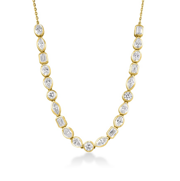 Mixed Shape Lab Grown Diamond Half Tennis Necklace