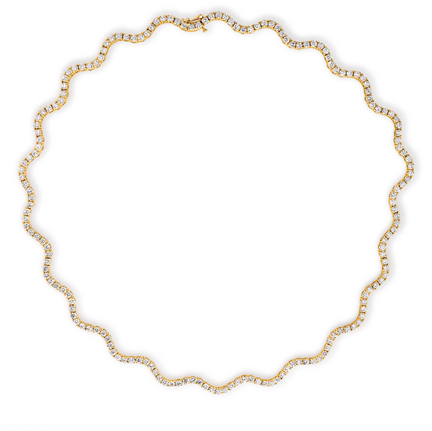 Wavy Diamond Tennis Necklace