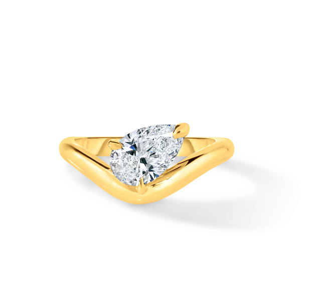 Curved Pear Pinky Ring