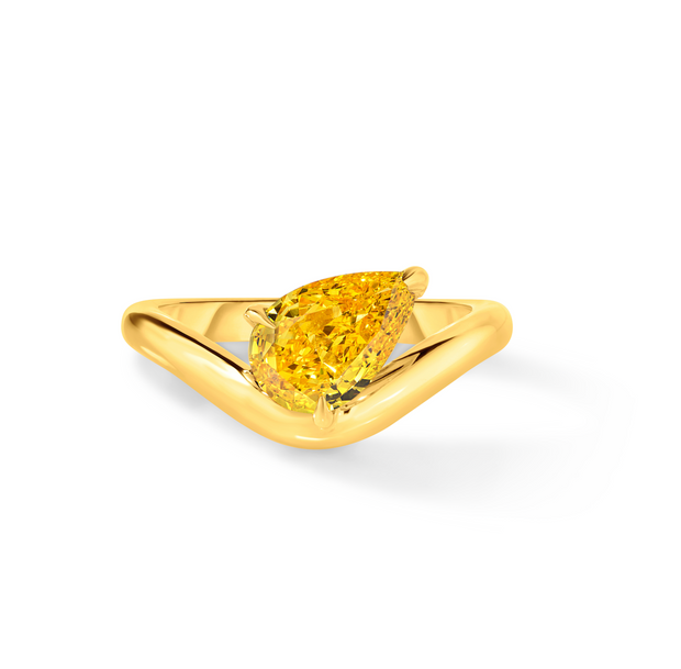 Curved Pear Pinky Ring