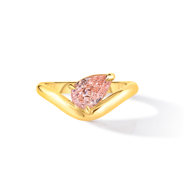 Curved Pear Pinky Ring