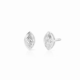 Mini Bezel Marquise Lab Diamond Stud Earrings