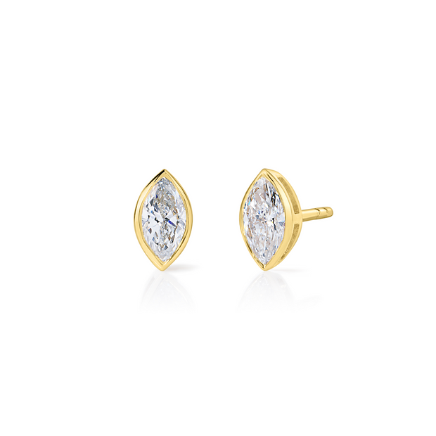Mini Bezel Set Marquise Lab Grown Diamond Studs