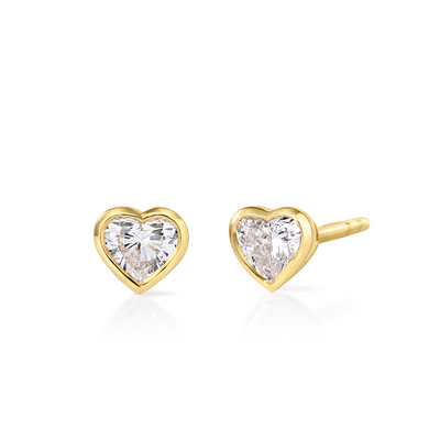 Mini Bezel Set Heart Lab Grown Diamond Studs