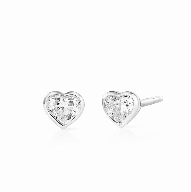 Mini Bezel Set Heart Lab Grown Diamond Studs