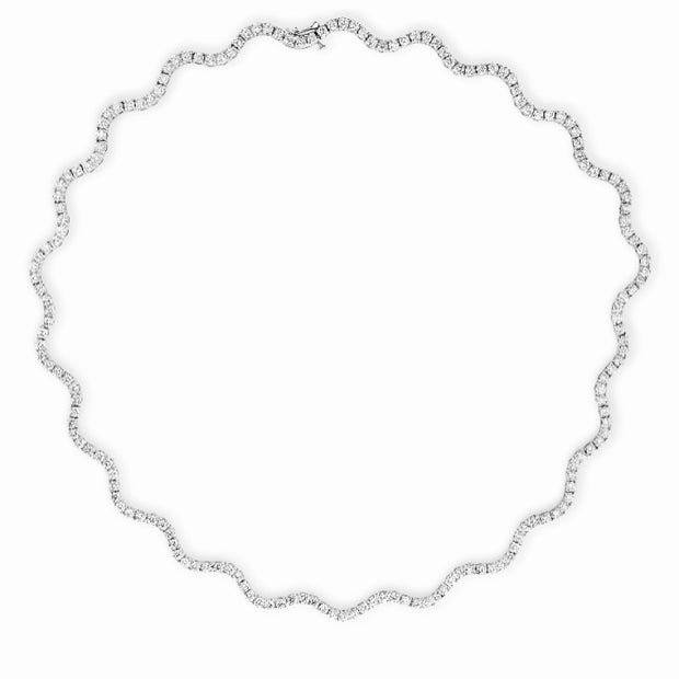 Wavy Diamond Tennis Necklace