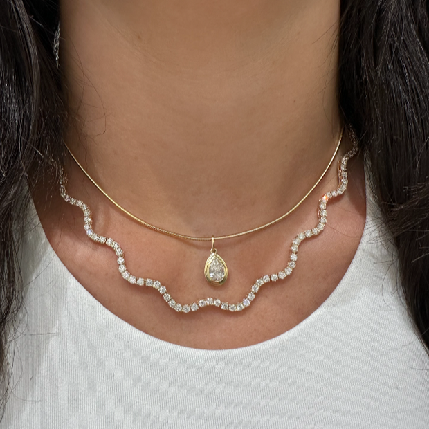 Wavy Diamond Tennis Necklace