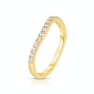 About: This curved band ring is set with round stones in 14K gold for a soft, flowing silhouette. Its gently sculpted shape makes it easy to stack, while still feeling polished on its own.

Diamond Details: 20 Round Natural Diamonds&nbsp;

Total Carat Weight: 0.40 Carats
Color: G/H
Clarity: SI

Metal: 14K Solid Gold&nbsp;

Available in 14k Yellow Gold, 14k White Gold, 14k Rose Gold

Band width: 1.77 mm