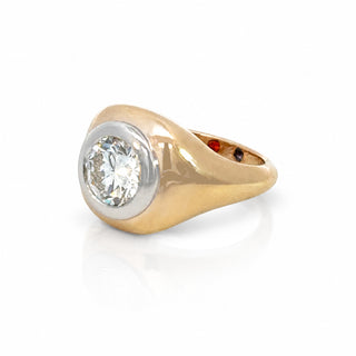 Signet Two-Tone Round Diamond Ring