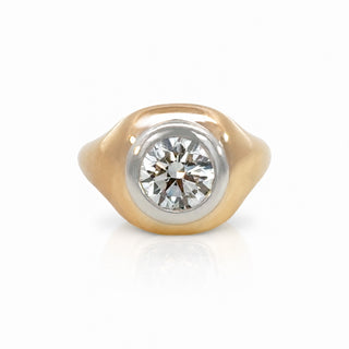Signet Two-Tone Round Diamond Ring