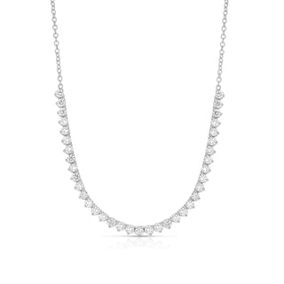 Three Prong Round Lab Diamond Half Tennis Necklace