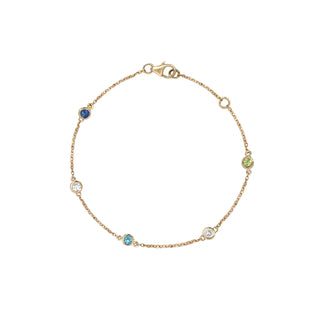 Multi Gemstone Bezel Station Bracelet