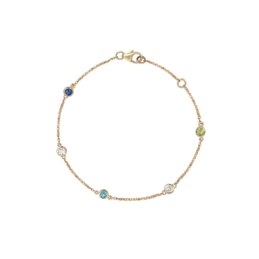 Multi Gemstone Bezel Station Bracelet