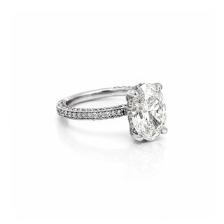 Oval & Pave Diamond Solitaire Engagement Ring