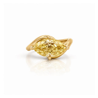 East West Marquise Yellow Diamond Engagement Ring