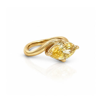 East West Marquise Yellow Diamond Engagement Ring