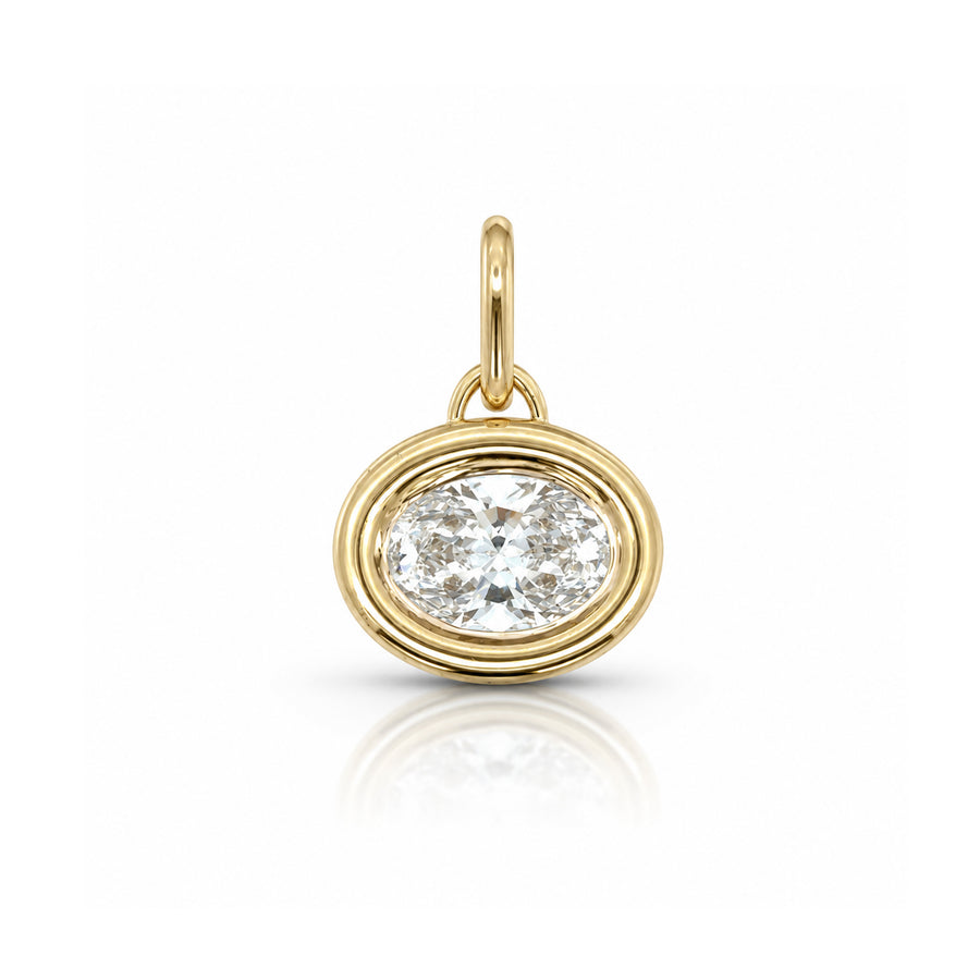 Double Bezel East West Oval Diamond Pendant