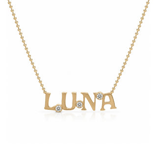 Diamond Name Necklace on Ball Chain