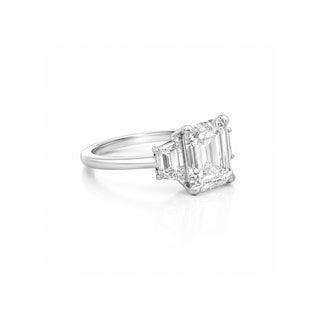 Emerald Cut Three Stone Diamond Engagement Ring