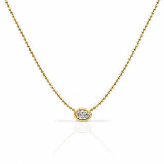 Bezel East West Oval Diamond Ball Chain Necklace
