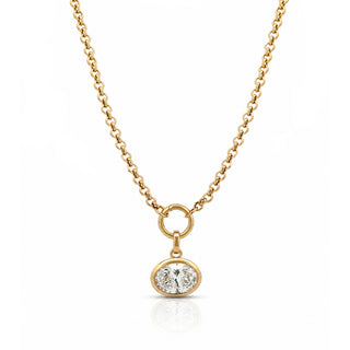 Bezel East West Oval Pendant on Rolo Chain