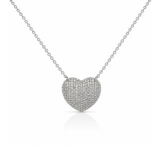 Pave Diamond Puffy Heart Necklace