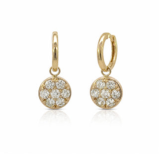 Diamond Cluster Disc Huggie Earrings