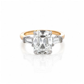 Cushion Cut Diamond Engagement Ring with Tapered Baguettes