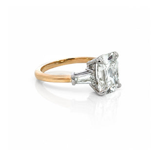 Cushion Cut Diamond Engagement Ring with Tapered Baguettes