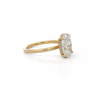 Oval Diamond Solitaire Engagement Ring With Hidden Halo