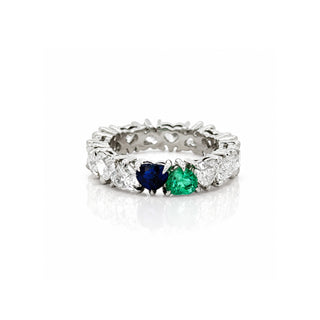 Birthstone Heart Shape Diamond Eternity Band