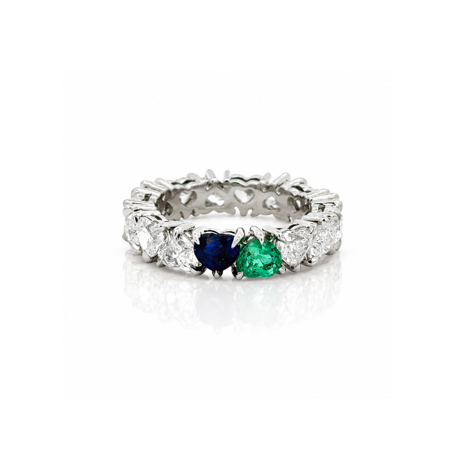 Birthstone Heart Shape Diamond Eternity Band