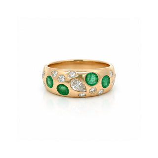 Mixed Shape Diamond & Emerald Confetti Ring