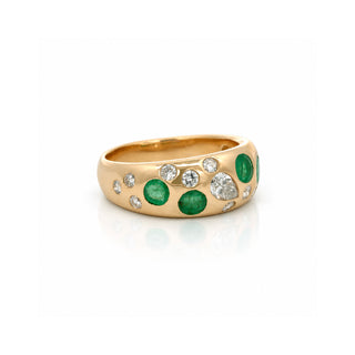 Mixed Shape Diamond & Emerald Confetti Ring