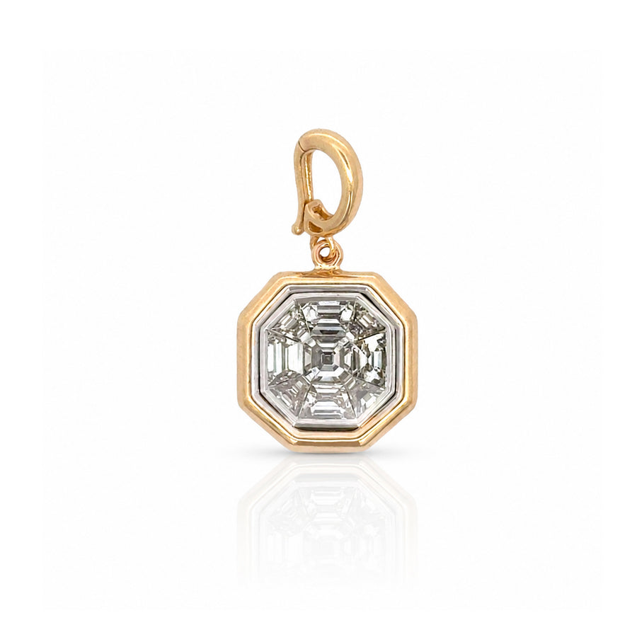 Bezel Asscher Cut Diamond Two-Tone Pendant