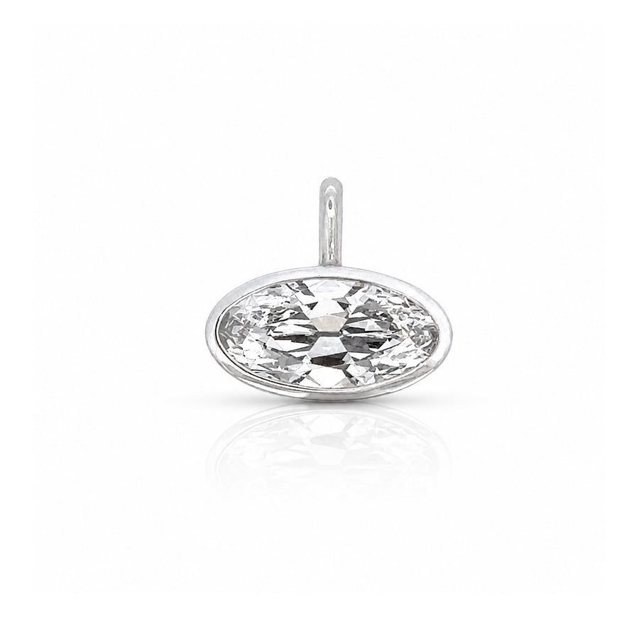Bezel East-West Oval Diamond Pendant