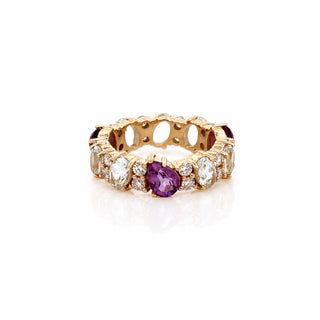 Mixed Shape Purple & White Diamond Eternity Band
