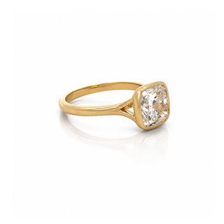 Bezel Cushion Diamond Solitaire Engagement Ring