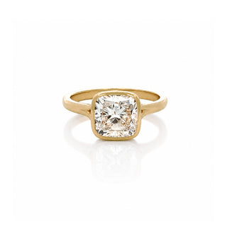 Bezel Cushion Diamond Solitaire Engagement Ring