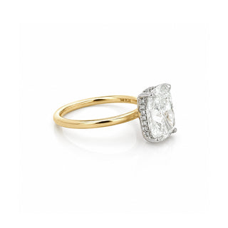 Radiant Diamond Two-Tone Solitaire Engagement Ring with Hidden Halo