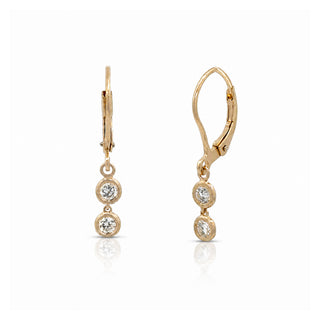 Round Bezel Diamond Drop Huggie Earrings