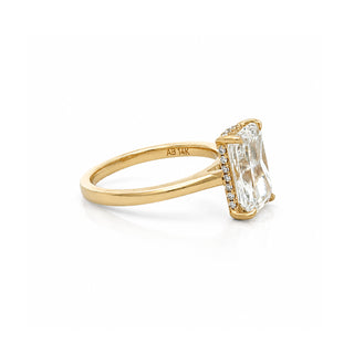 Cushion Diamond Solitaire Engagement Ring With Hidden Halo
