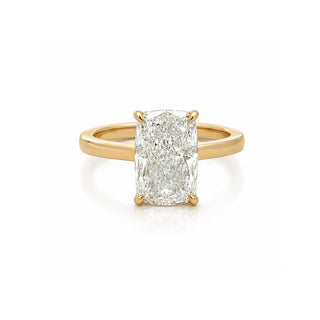 Cushion Diamond Solitaire Engagement Ring With Hidden Halo