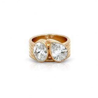 Bezel Toi et Moi Diamond Wide Band Ring