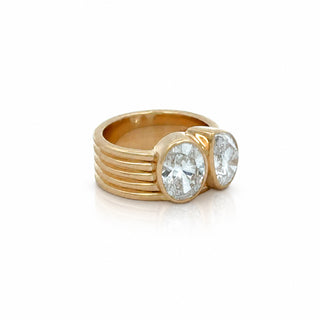 Bezel Toi et Moi Diamond Wide Band Ring