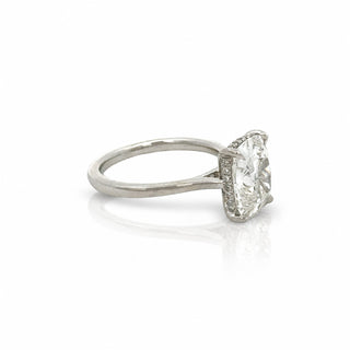 Elongated Cushion Cut Diamond Hidden Halo Solitaire Engagement Ring