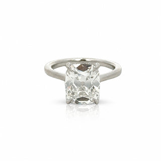 Elongated Cushion Cut Diamond Hidden Halo Solitaire Engagement Ring