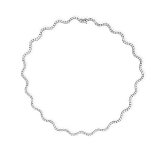 Wavy Diamond Tennis Necklace